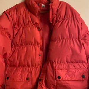 red puffer coat